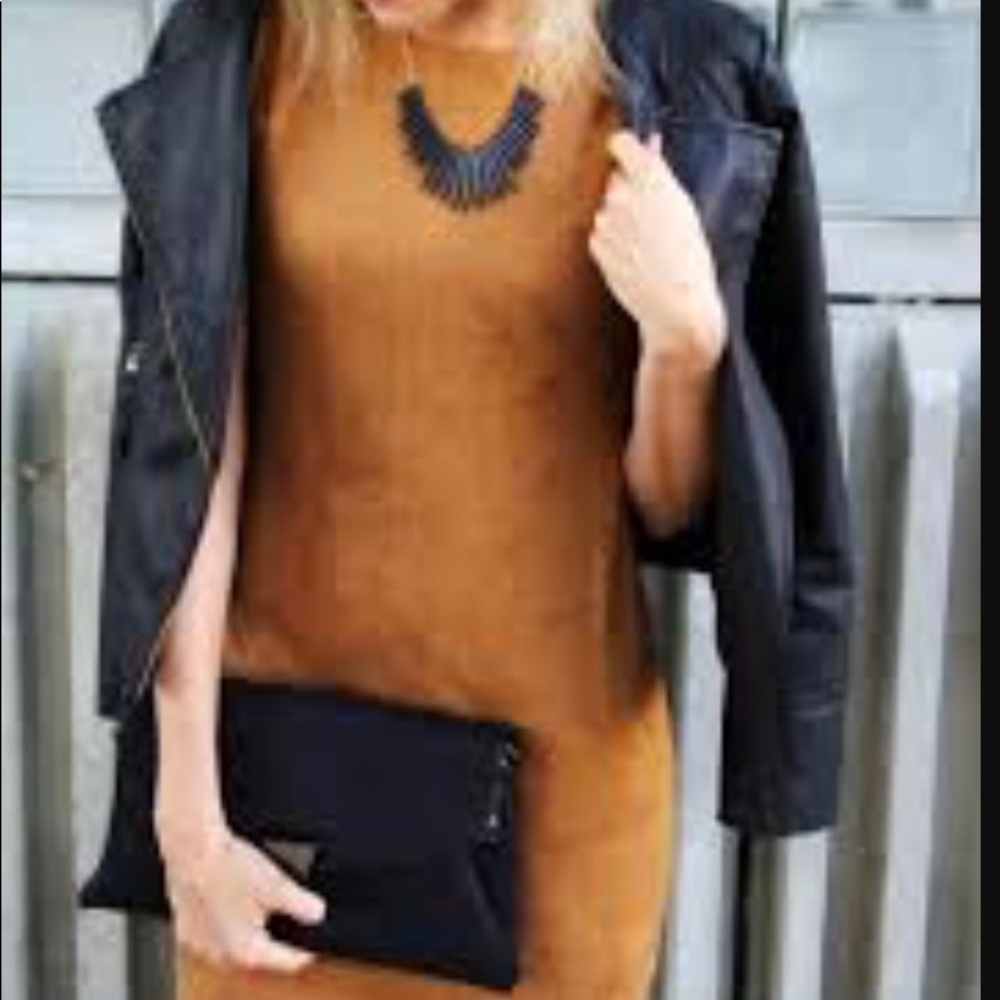 LoveRiche Faux Suede Camel Dress Size 2XL