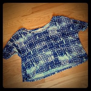 Kirra purple blue cream crop top XS