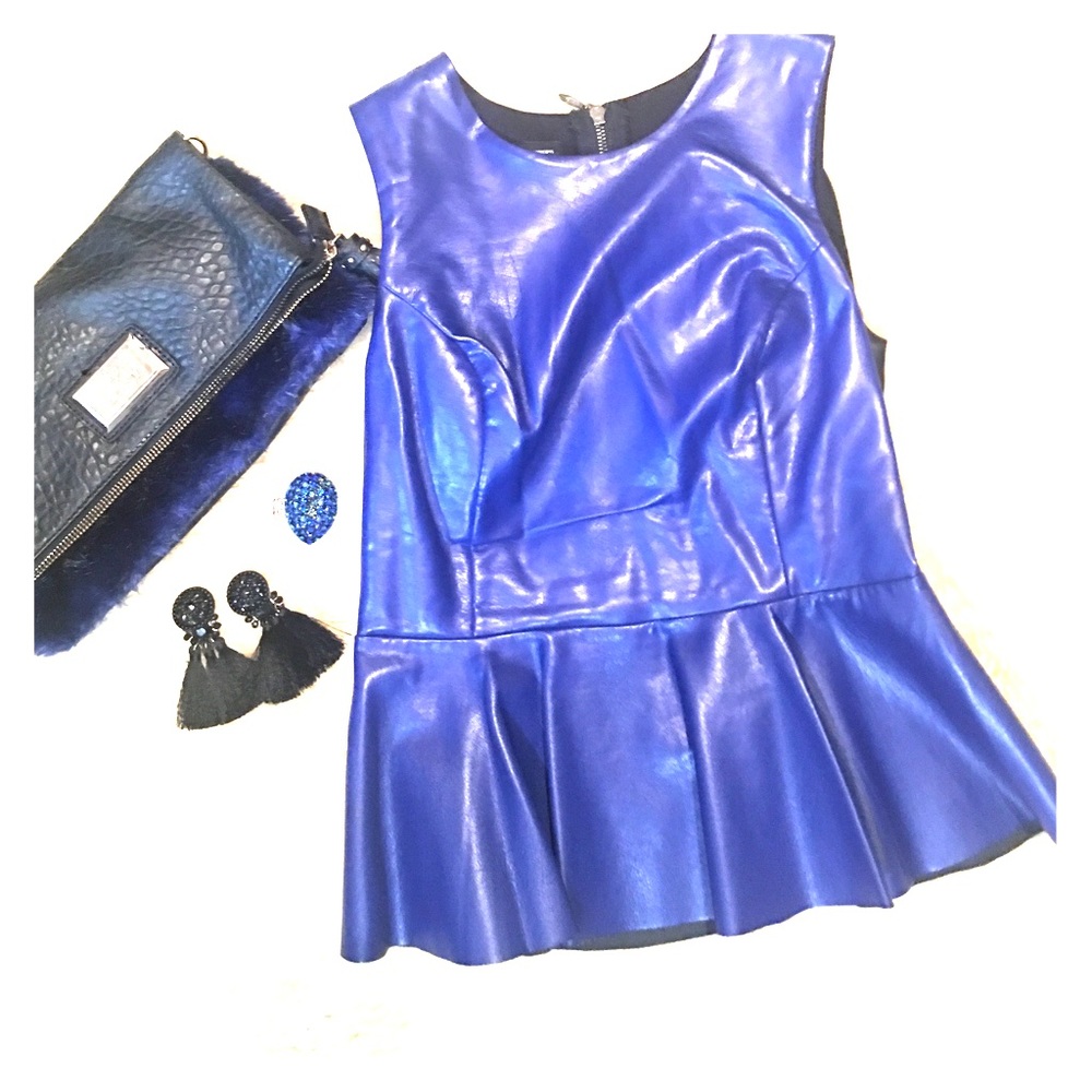INC. Faux Leather peplum top