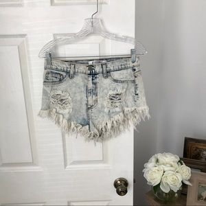 Acid wash shorts