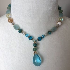Stone and glass bead necklace