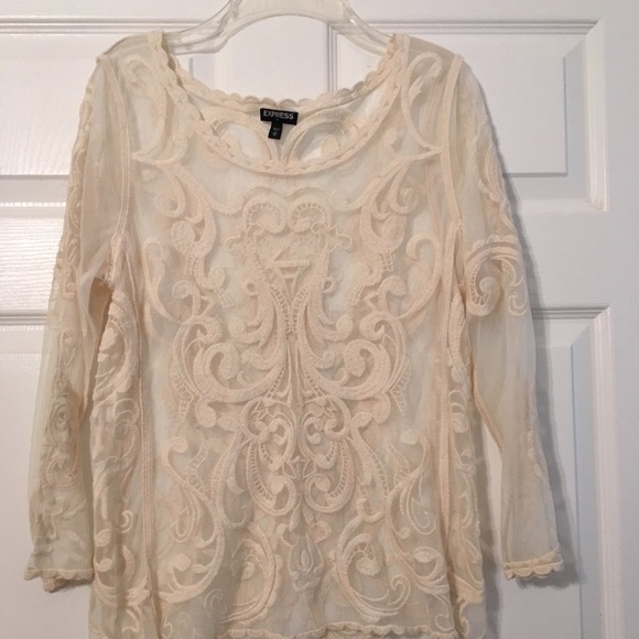 Cream colored lace long sleeve shirt. - Picture 1 of 2