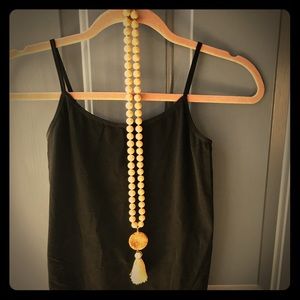 Handcrafted, Wooden bead necklace with tassle.