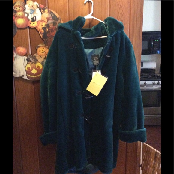 Dennis Basso Jackets & Blazers - NWT Brand New Faux Fur Teal Coat 1 HR SALE