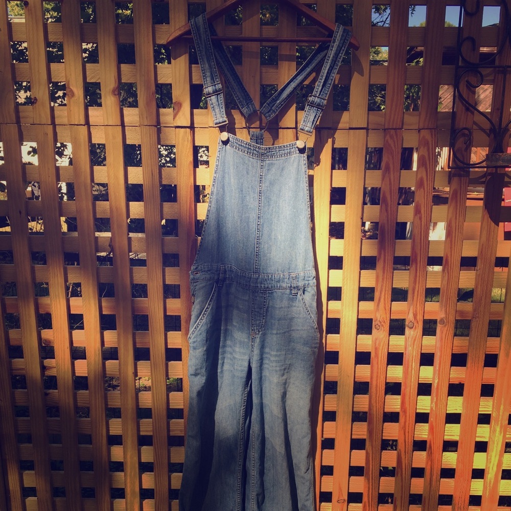 Free people bell bottom overalls