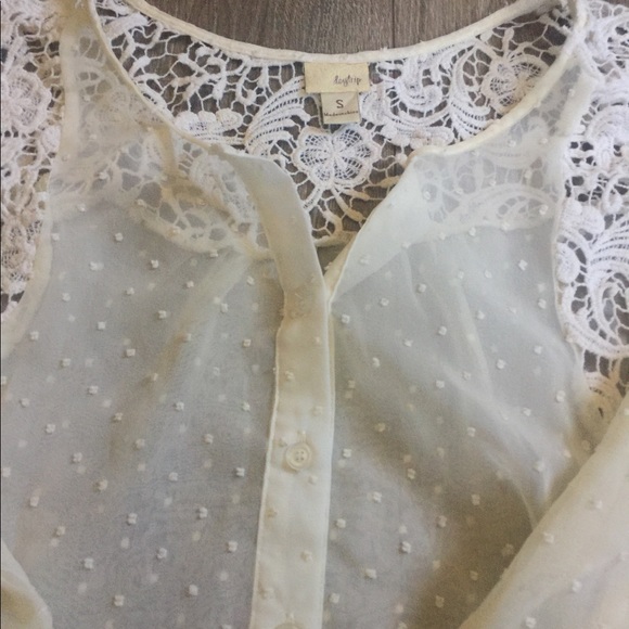 DAYTRIP Lace Sheer Blouse Top Small - Picture 3 of 5