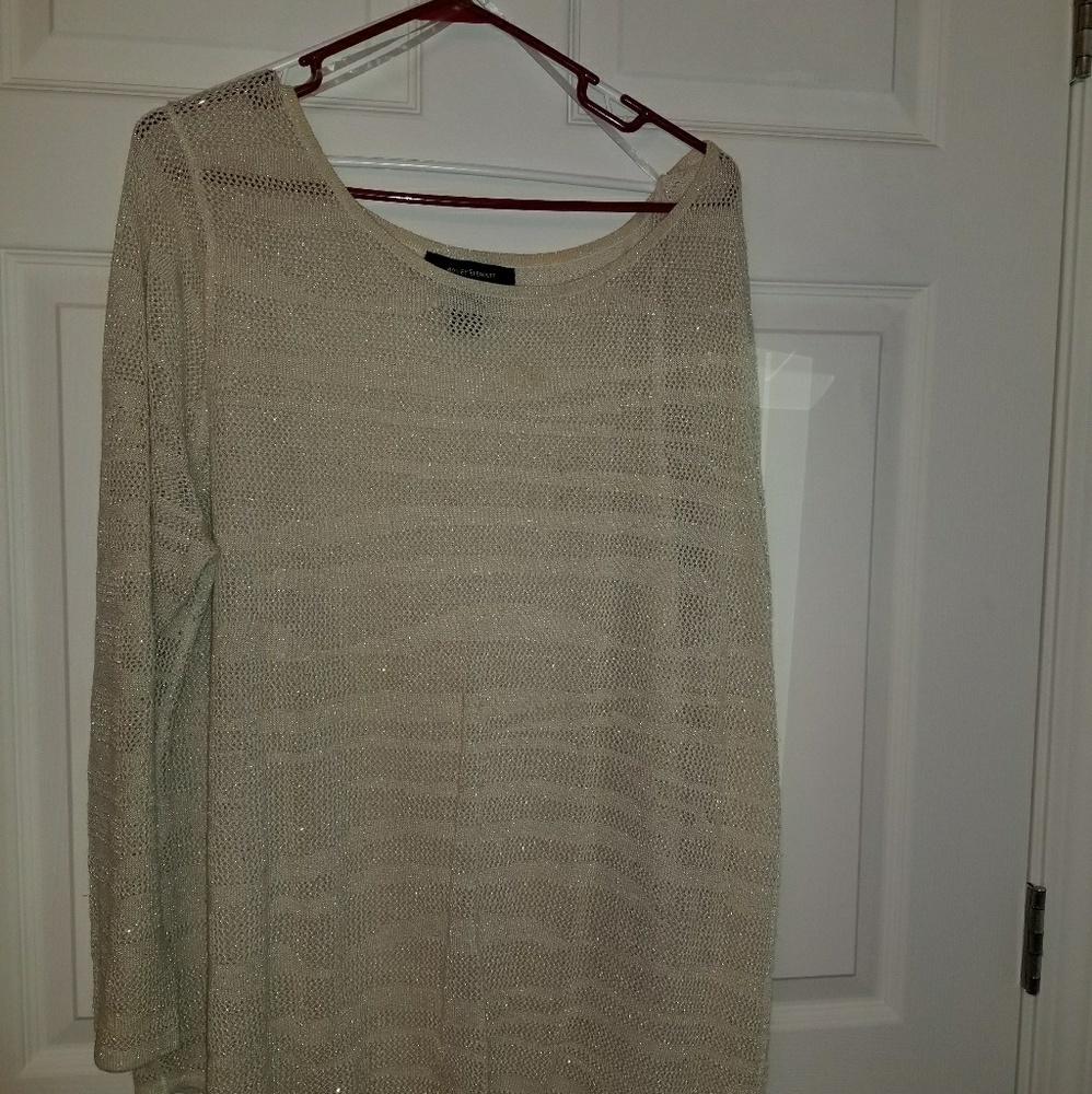 Ashley Stewart Sheer Three Quarter Sleeve Top