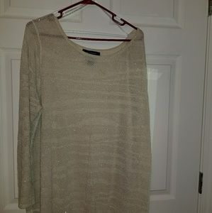 Ashley Stewart Sheer Three Quarter Sleeve Top