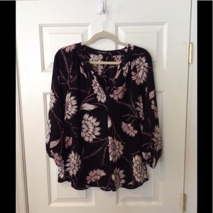 Black Floral Ivanka Trump Designer Blouse