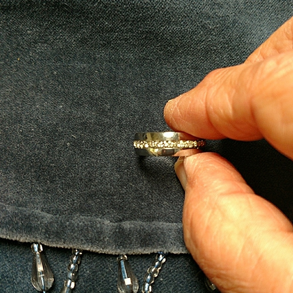 Rhinestone and silver ring
