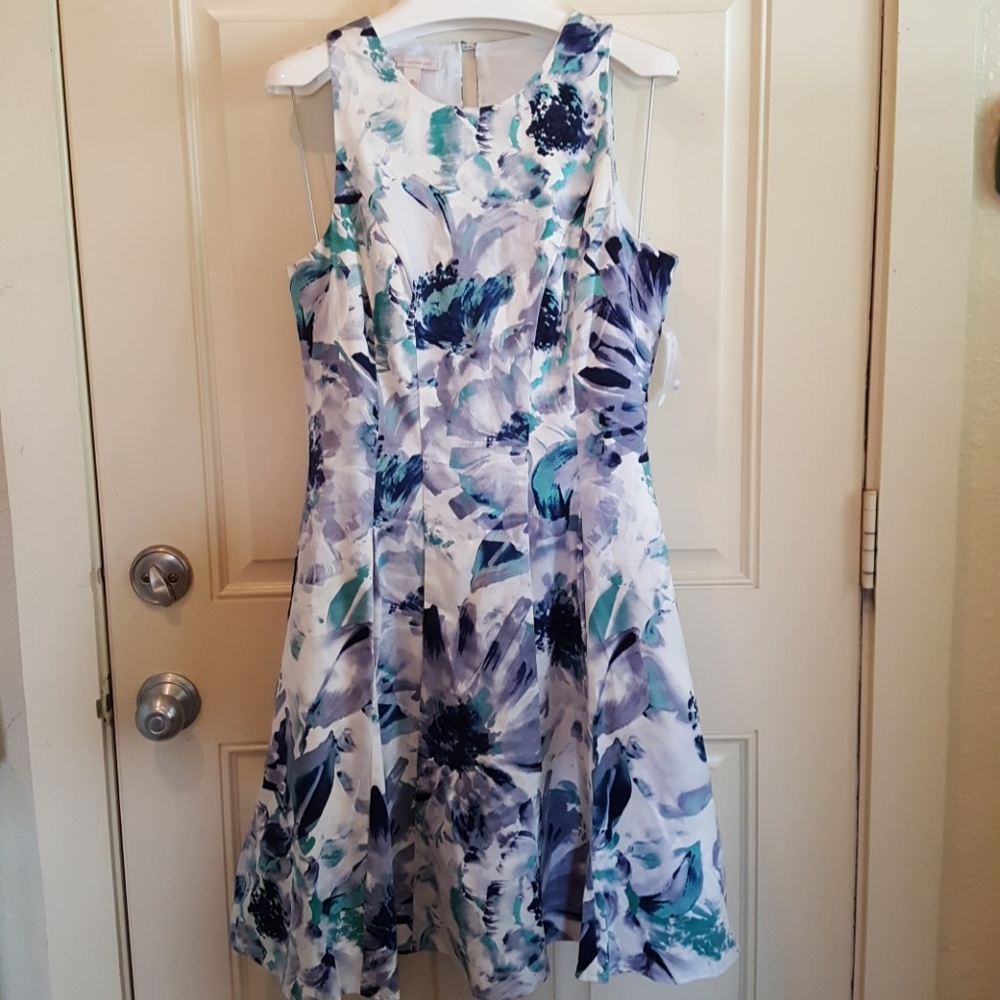 Daytime Dress aqua white & navy