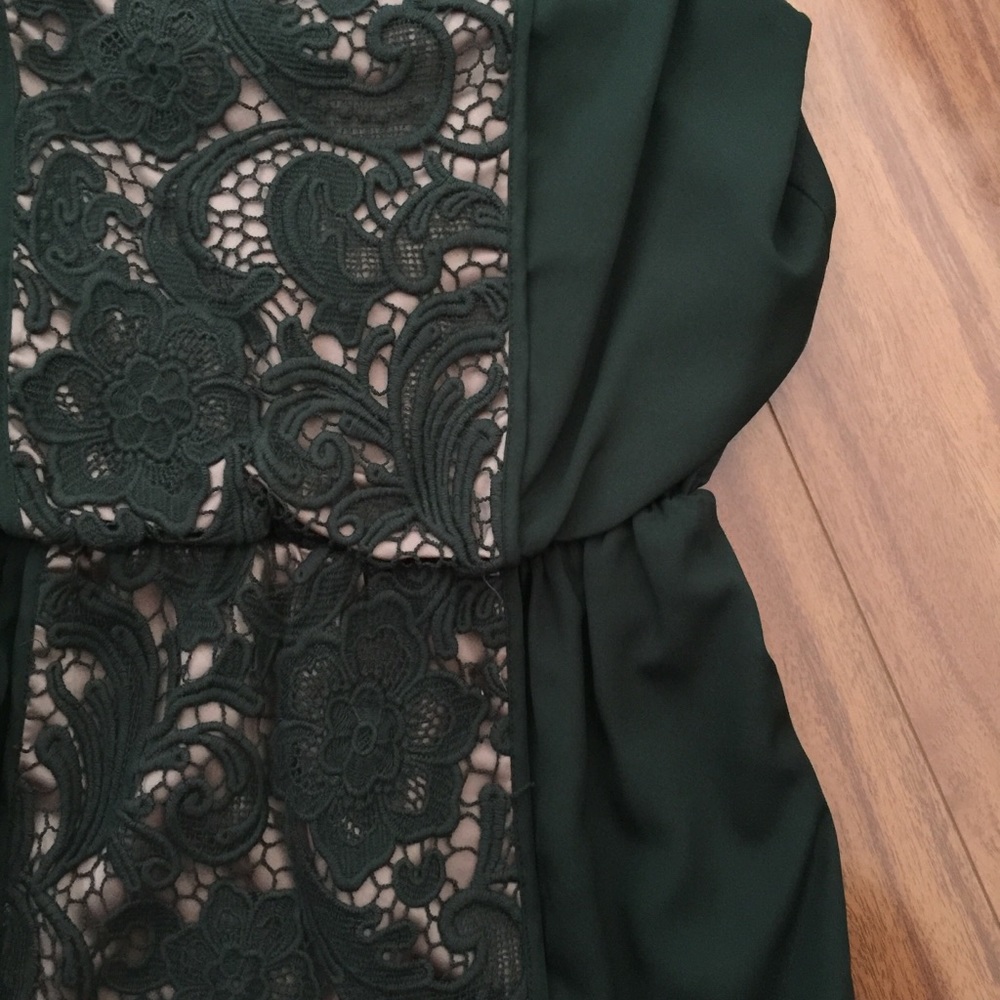 NEW Jessica Simpson Hunter Green Lace Dress - Picture 2 of 4