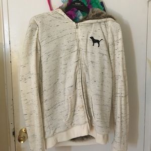 Victoria secret pink fur sweatshirt