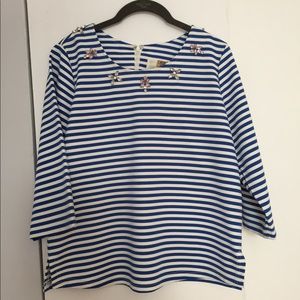 A a blue and white striped, chic top