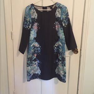 Navy and water color floral dress from H&M