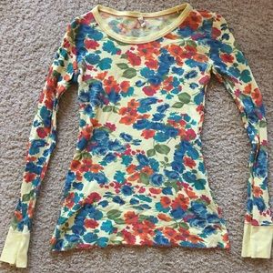 Free People Thermal Long Sleeve Floral Shirt