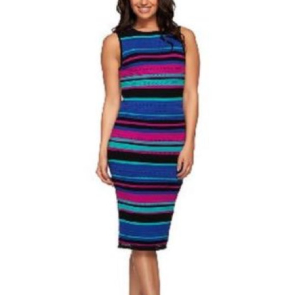 Whitney Port Stripe Pointelle Column Dress