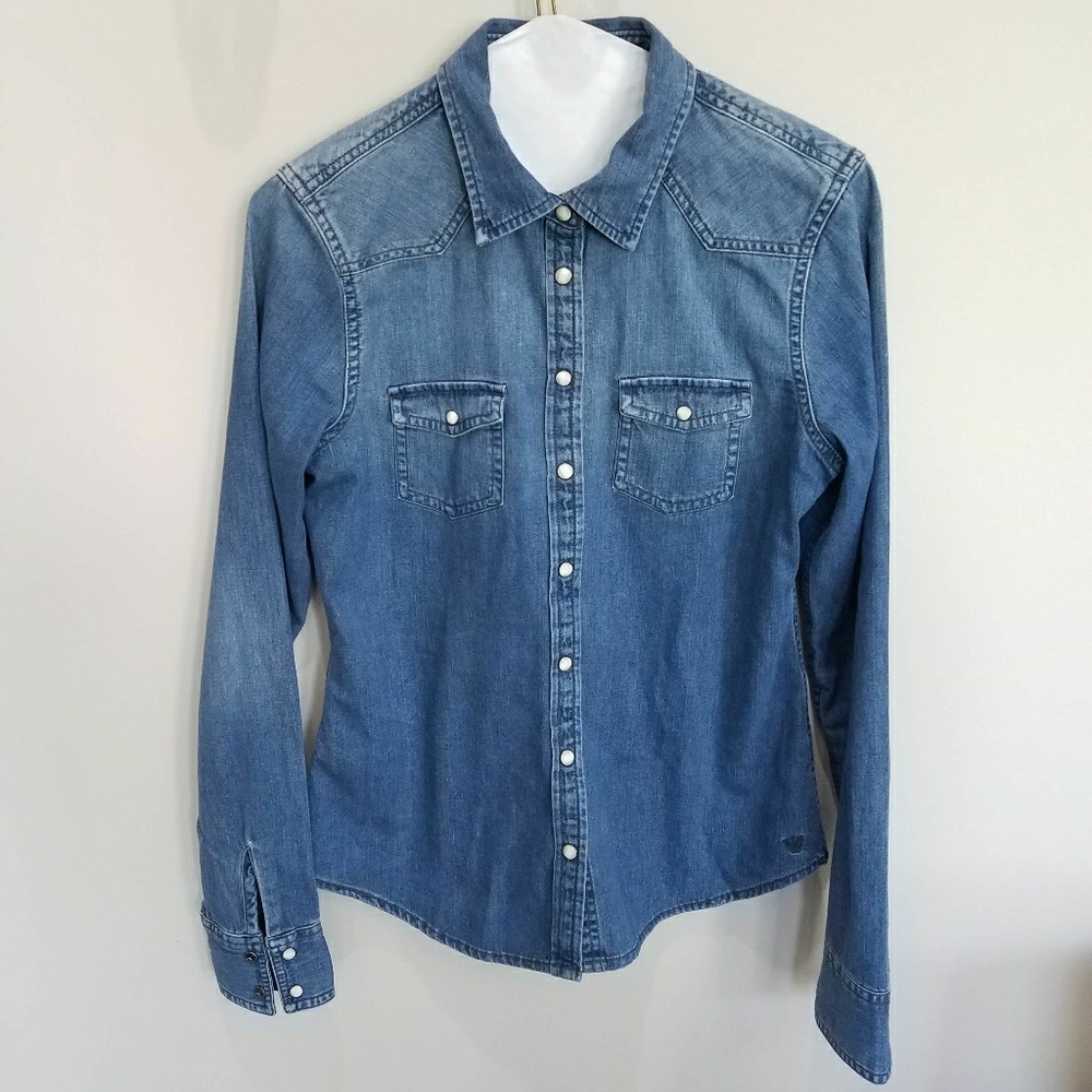 Sale Aeo denim button up shirt