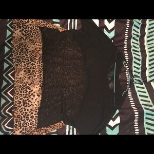XL top from deb, sheer black with cheetah print