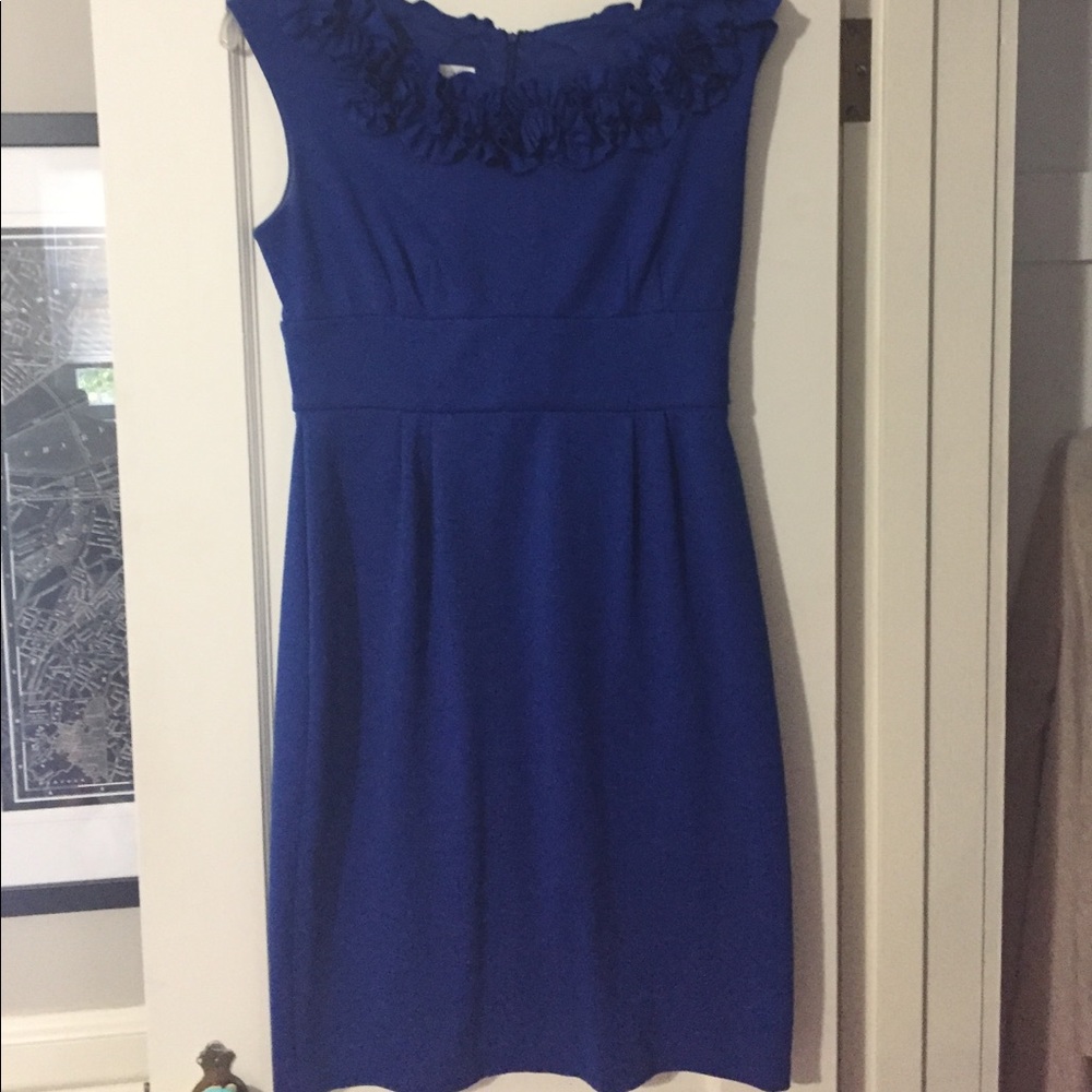 Royal Blue Dress with Neckline Detail