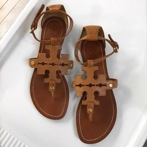 Tory Burch Phoebe Brown Leather Sandals