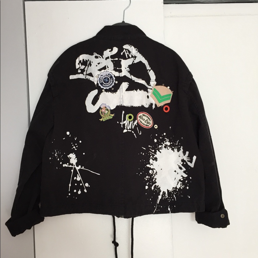 Detailed, embellished,graffiti black jacket