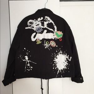 Detailed, embellished,graffiti black jacket