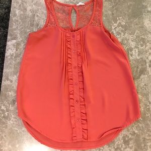 🌞EUC Orange Lacey ruffled tank