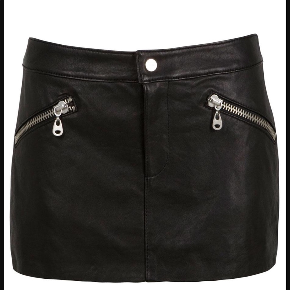 DOMA Leather Zip Leather Mini Skirt in Black