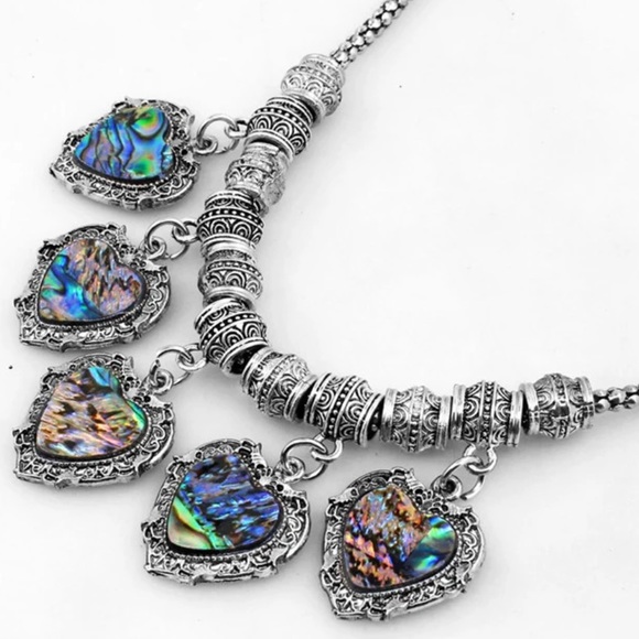Hearts of Shell Vintage Silver Beach Boho 3 Pc Set - Picture 2 of 8