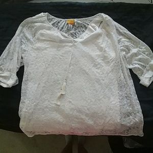 White sheer lace top with undertank