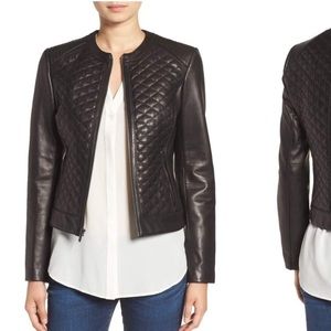 Cole Haan Black Quilted Leather Jacket