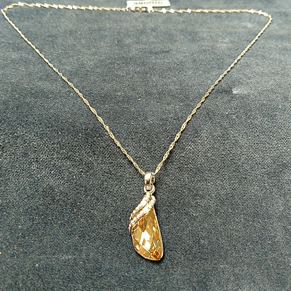 Gold colored stone necklace