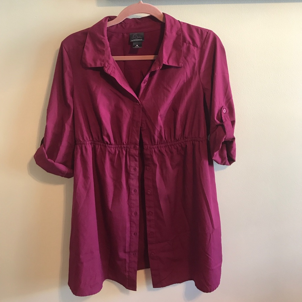 Pink Button Up Maternity Blouse