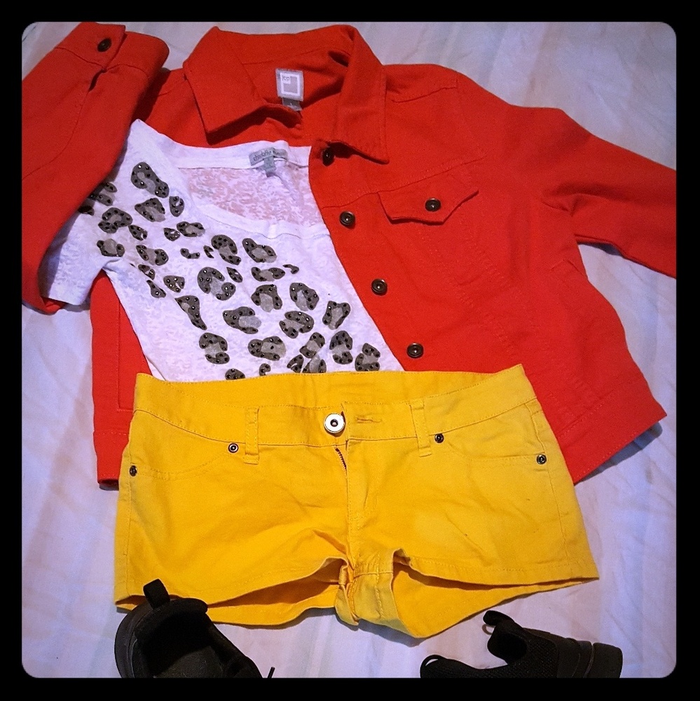 Jean jacket light weight bright red