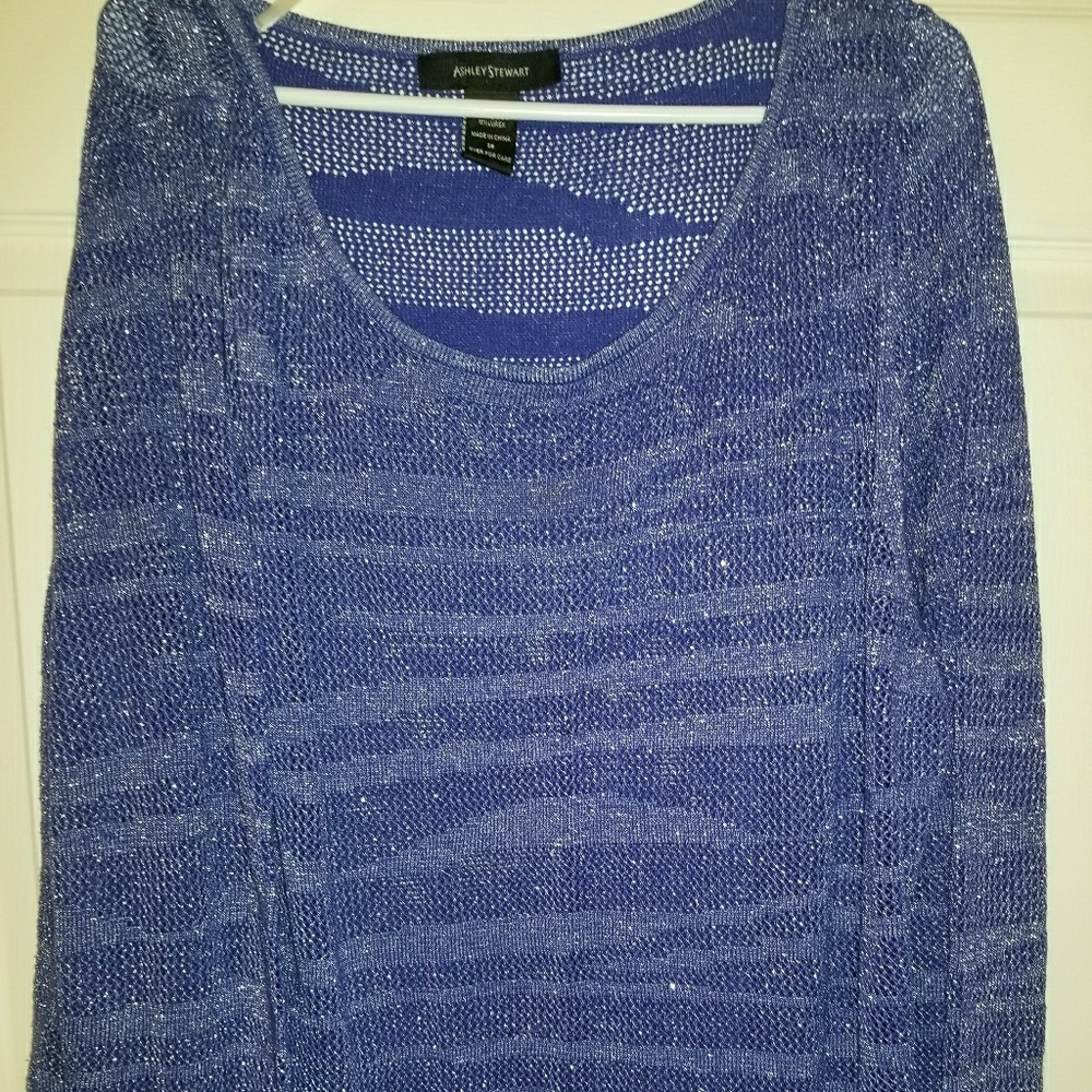 Blue Sheer Shimmer Sweater, Size 26