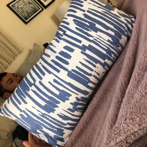 Blue and white patterned Kate Spade pillow
