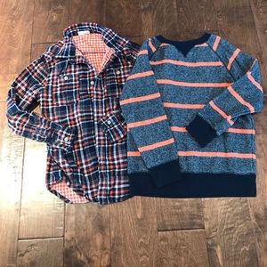 Crazy 8 collared shirt with sweatshirt. Size 7-8