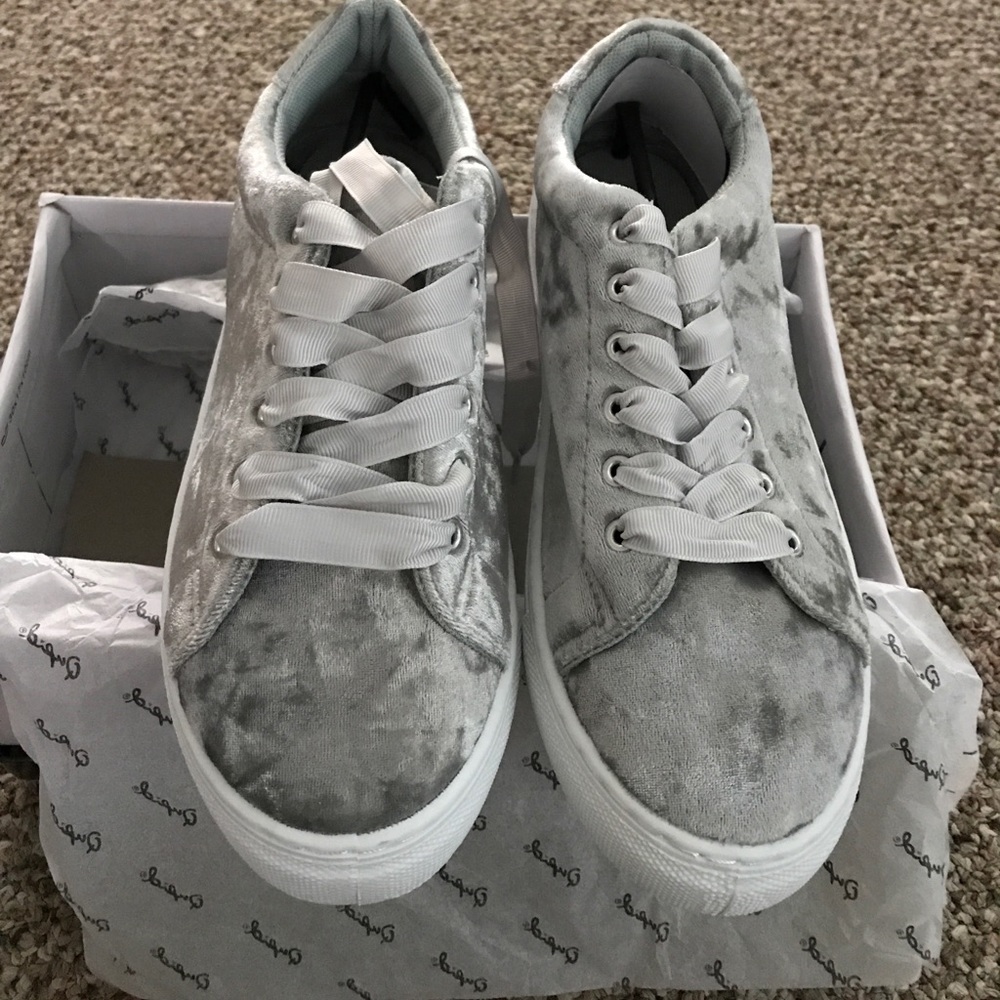 Gray Crushed Velvet Sneakers-Size 7 NIB