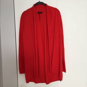A very soft,comfortable red cardigan.