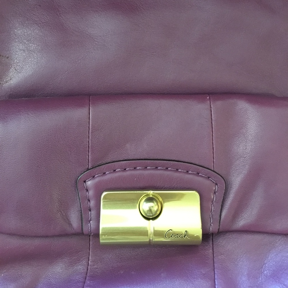 Coach eggplant leather handbag in great condition!