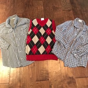 Crazy 8 sweater vest, collared shirt set. 7-8