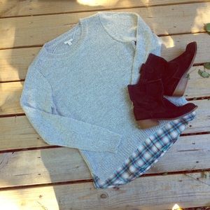 Gray sweater w/ black ankle boots