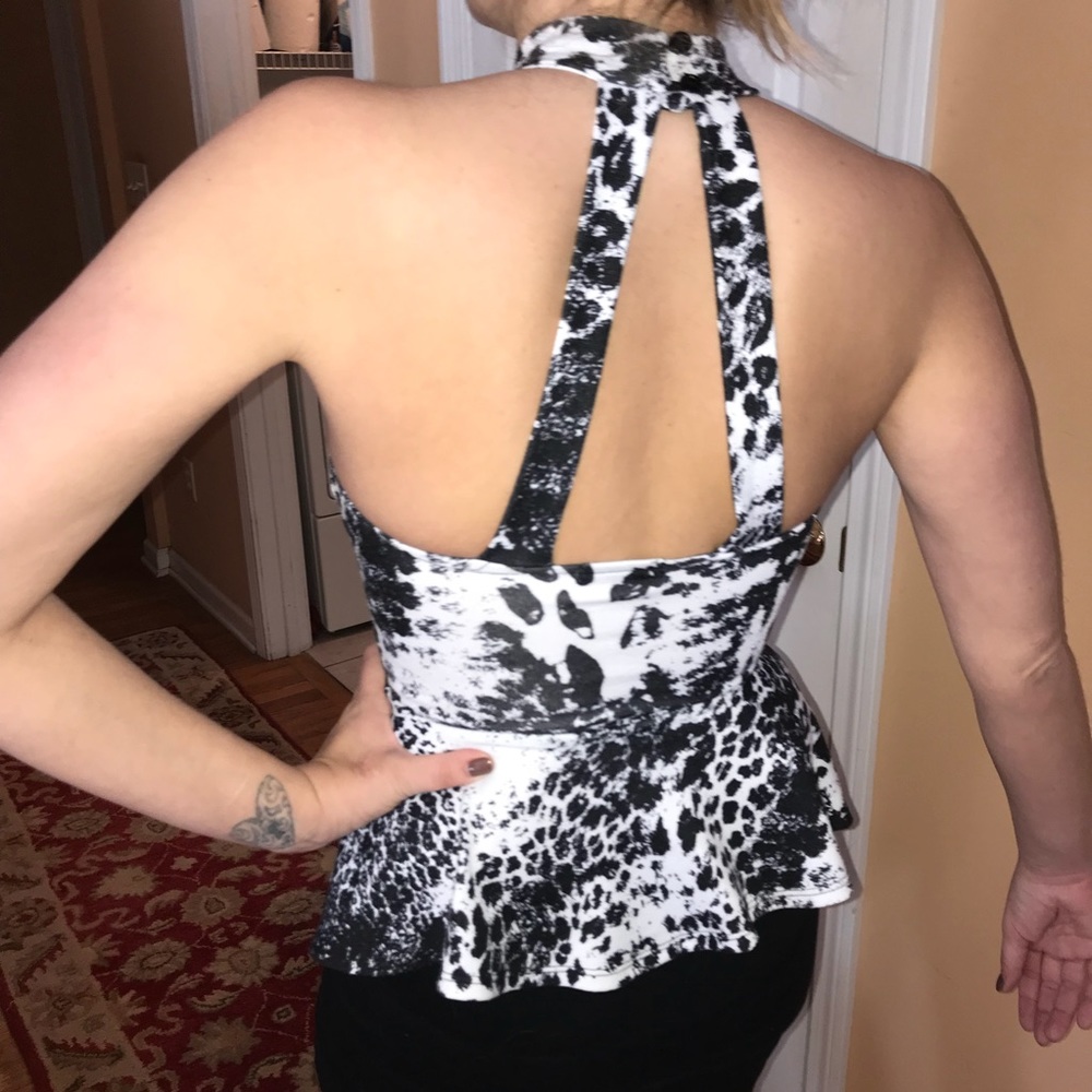 Black and White Peplum Top