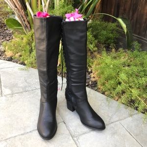 Liliana Tall Lace Up Black Healed Boots