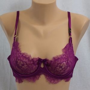 VICTORIA'S SECRET VERY SEXY FUSCIA LACE DEMI BRA