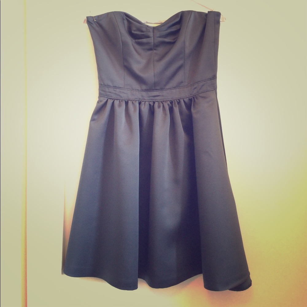 Badgley Mischka Dark Grey Strapless Cocktail Dress