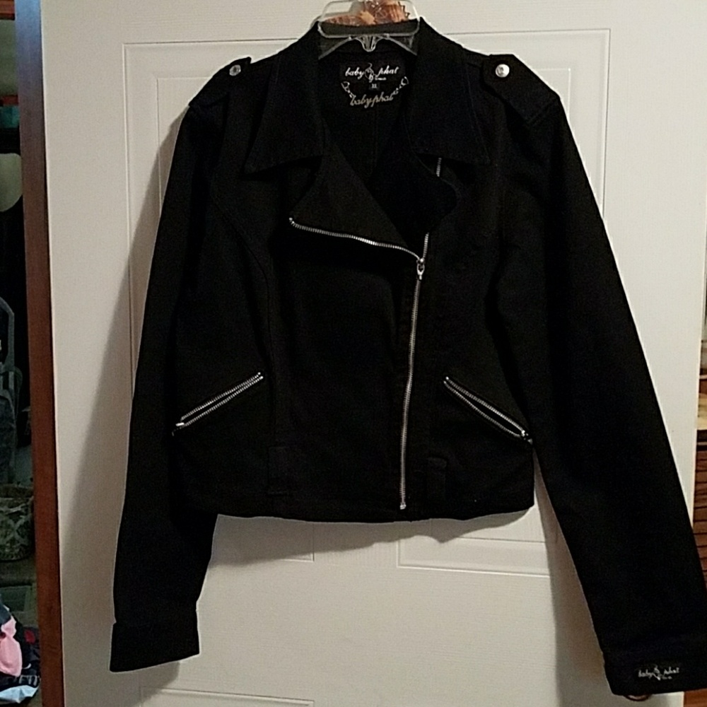 Baby Phat blk denim short waisted jacket sz XL