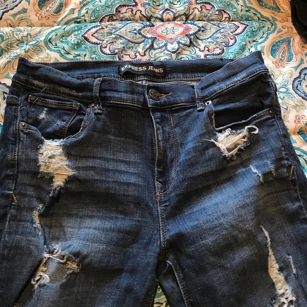 Express Destroyed Skinny Jeans