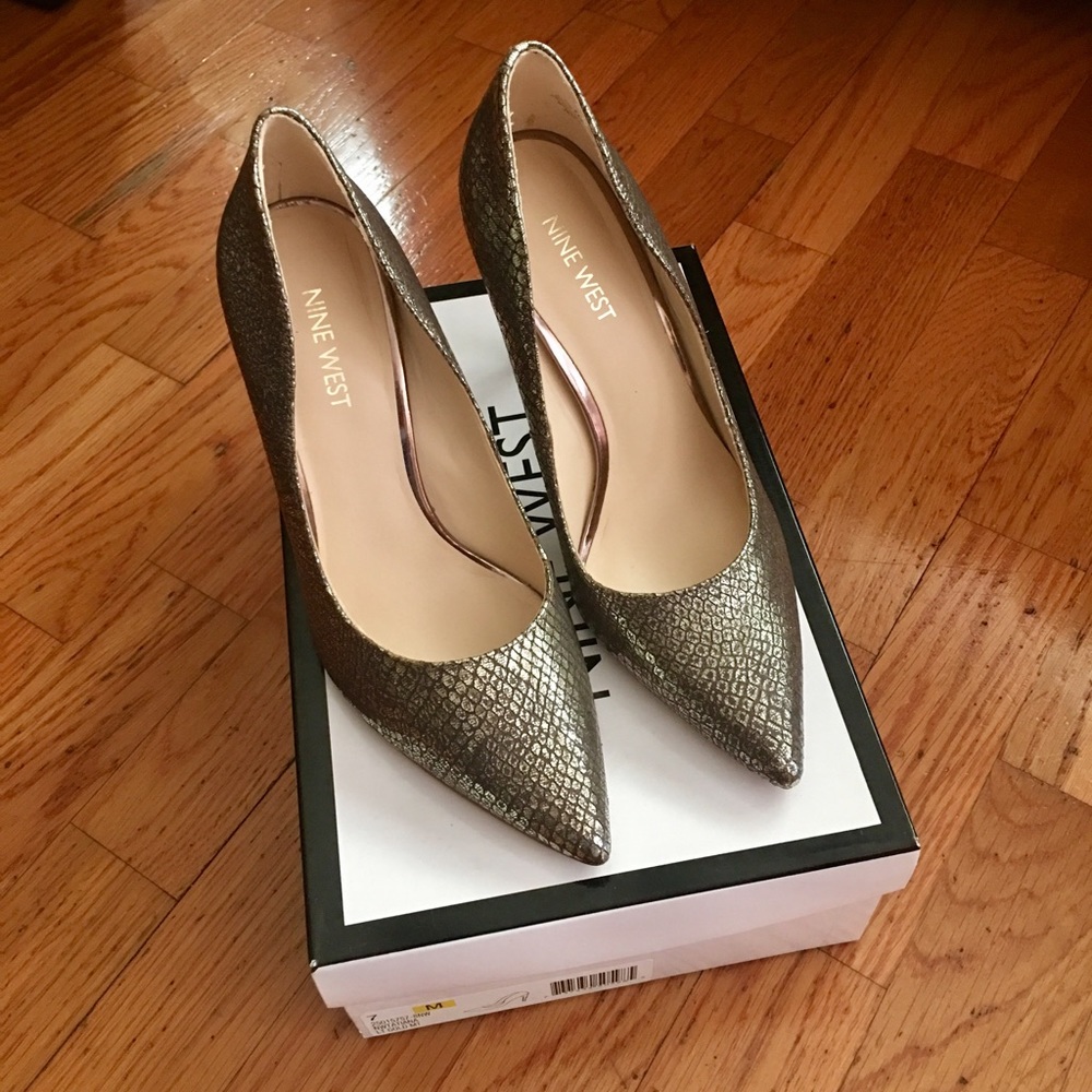 Nine West Metallic Silver Stilettos